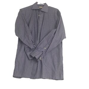 Michael Kors Men dress shirt purple stripes long sleeve buttons size 15.5 32/33‎